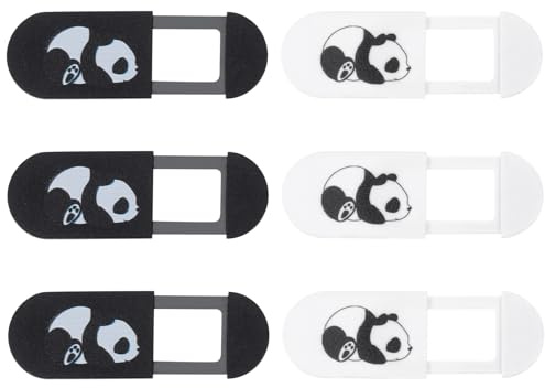 MOLUCKFU Protectores de Privacidad Diseño Panda para Cámara en Abs Ultradelgados Cubiertas Deslizantes Negras para Tablets y Computadoras Portátiles
