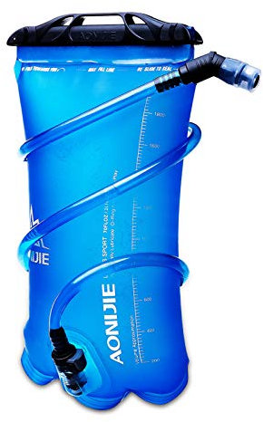 AONIJIE 1.5L/2L/3L Faltbares TPU Wasserbeutel Trinkblase Trinkbeutel mit Schlauch und Mundstück für Marathon Running Wandern (2L)