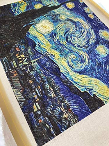 7 Stück 20 x 25 cm Baumwoll-Twill-Stoff bedruckt mit Van Gogh Baumwoll-Twill-Stoff zum Nähen, Köperstoff für die Herstellung von Taschen, Quilten, Wanddekoration, Baumwolle DIY Nähmaterialien Stoff