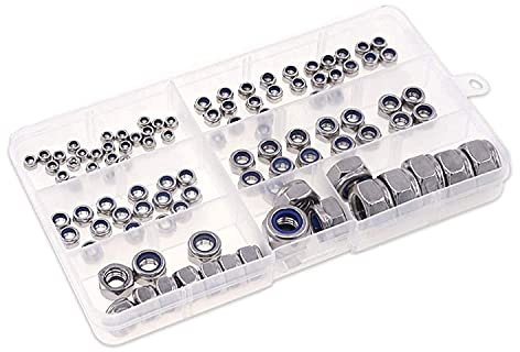 304 Edelstahl metrisches Nylon Kontermutter-Sortiment – M3 M4 M5 M6 M8 M10 M12