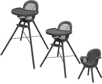 Boon GRUB Adjustable Baby High Chair - Convertible High Chair and Toddler Chair - High Chairs for Babies and Toddlers 6 Months to 6 Years - Dishwasher Safe - Gray