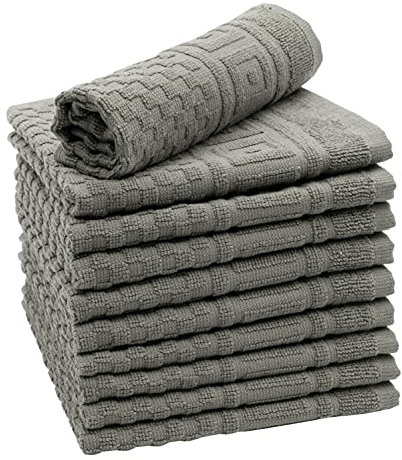 ZOLLNER 10er-Set Seiftücher mit Waffelmuster, 100% Baumwolle, 30x30 cm, anthrazit