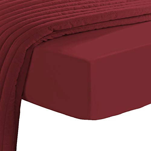Pizuna 600 Fadenzahl Baumwolle spannbettlaken 90x200-100x200 cm Rio Rood, 100% Langstapelige Spannbetttuch, Weiche Mako Satin-Webart passt bis zu 40cm Matratzenhöhe (100% Baumwolle bettlaken)