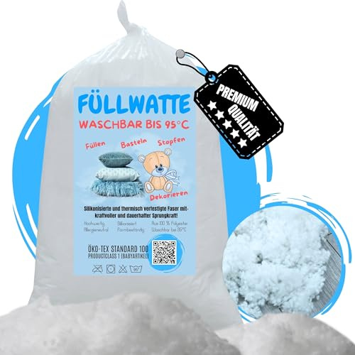 Nurtextil24 Füllwatte waschbar 1kg 3kg 5kg 10kg Kuscheltiere Kissenfüllung Füllmaterial Bastelwatte Stopfwatte - Faserbällchen
