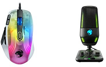 Roccat Kone XP - Gaming-Maus mit 3D-Beleuchtung und optischem Sensor mit 19.000DPI, Krystal 4D-Mausrad, weiß & Torch - USB-Mikrofon in Studioqualität, schwarz