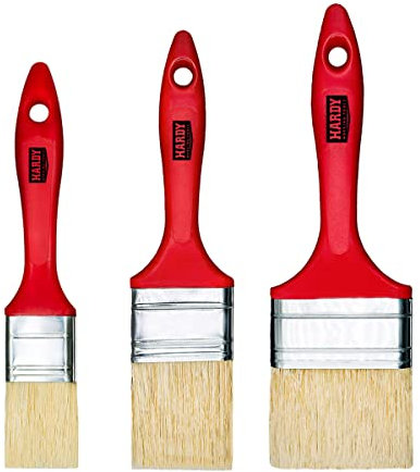 Hardy Lot de 3 Pinceaux Plats 30 Mm 50 Mm 100 Mm Série 240 pour Travaux de Peinture et Finition Couverture Précise Poils Synthétiques Manche Profilé