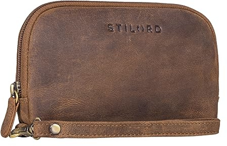 STILORD Maeve Portafogli Pochette Pelle Donna Vintage Borsa per Cellulare Mobile Clutch con Cinturino da Polso Portamonete Elegante in Vera Pelle Colore:marrone medio