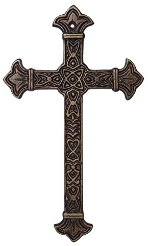Dreamseden Cruz decorativa de hierro fundido para colgar en la pared, latón