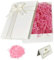 Gift Box, Gift Boxes for Presents, 22x16x8.5cm Gift Box with Lids Silk Ribbon & Greeting Card, Specially Designed for Valentines Day Presents Birthdays, Holidays, Anniversaries Gift (White, no bag)