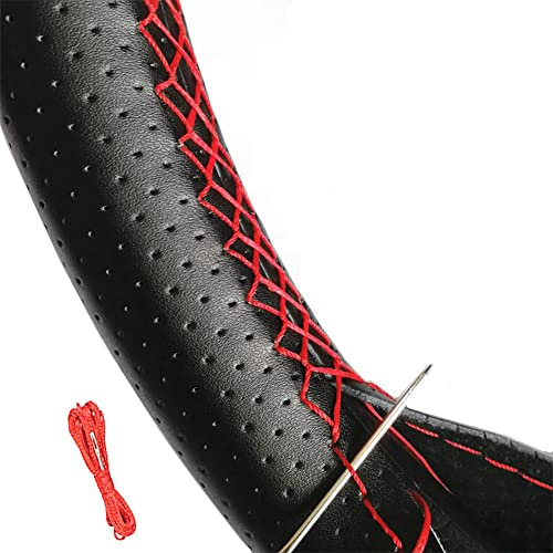 Vintree Couvre Volant en Microfibre Souple sur Le Volant de la Voiture avec Aiguille et Fil Accessoires intérieurs Universal Leather Car Steering Wheel Stitch on Wrap
