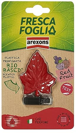 AREXONS Fresca Foglia Bocchetta, Profumatore Auto Gusto Red Fruit, con Plastica Profumata Bio-Based, Fino a 30 Giorni di Durata