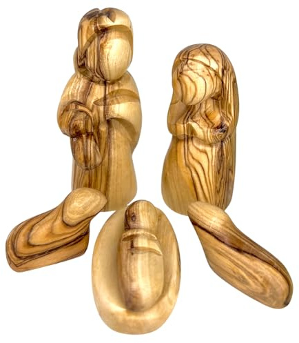 Holy Land Small Nativity Scene Figurine, Holy Land Olive Wood Nativity Set Handmade, Nativity Christmas Decorations, Holy Family Figures, Wooden Manger Scene (Figurines Only)