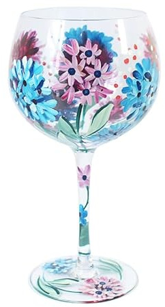 Lesser & Pavey Cocktail Glass Gin Hydrangeas Floral Tonic Copa Liquor Hand Painted Flowers, Hydrangea