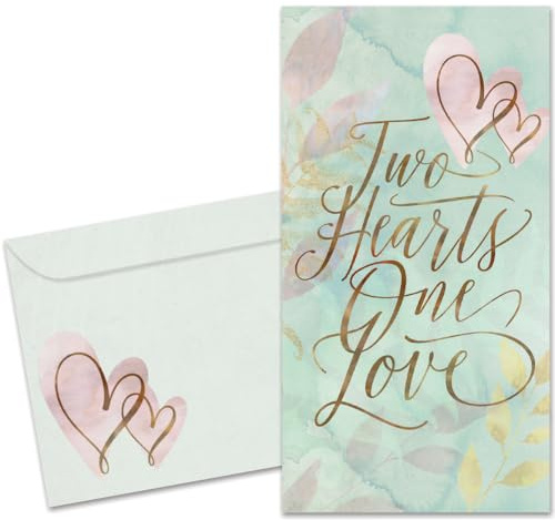 Tree-Free Greetings - Wedding Money Holder Greeting Card - Artful Designs - 1 Money Holder Card + Matching Envelope - Made in USA - 100% Recycled Paper - 3.7 x 7 - Two Hearts (ZO70246)