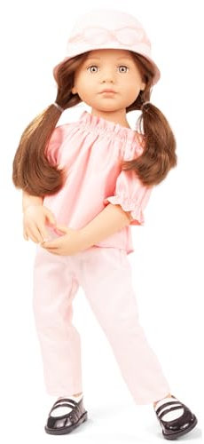 Götz 2466189 Happy Kidz Ella - 50 cm große Multigelenk-Stehpuppe mit braunen Haaren und steingrauen Augen - 9-teiliges Set