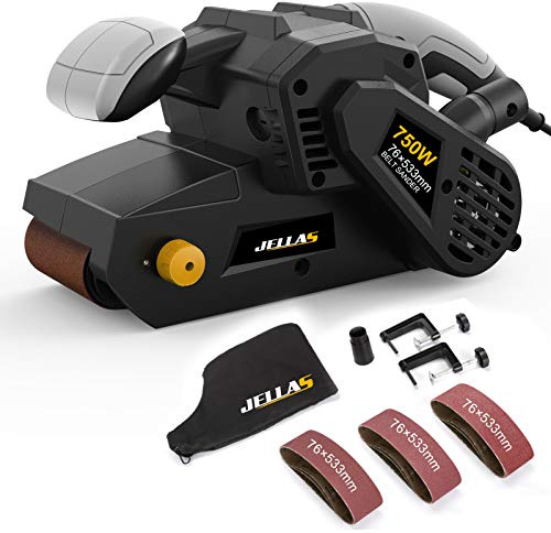 Jellas 750W Handheld Belt Sander, 3 21 Inch with Dust Bag for Wood