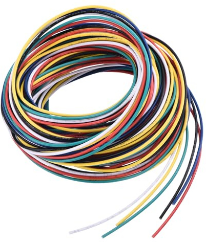 QUARKZMAN Calibro 26 Cavo Collegamento PVC 3,0m/10 Piedi 26AWG Filo Elettrico Flessibile UL1007 Trefoli Rame Stagnato 6 Colori 1,5mm Dia per Collegamenti Interni Aeromodelli