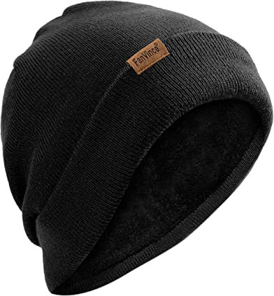 FanVince Wintermütze Herren Damen WinterHaube Wollmütze: Winter Thermo Beanie Hut Herrenmütze Damenmütze Warme Strickmütze für Großer Kopf Schwarze
