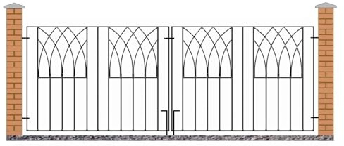 Abbey Modern Metal Driveway Garden Gates Wrought Iron Style Dual Swing Gate (2413mm Gap x 812mm High ABZP10)