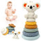 Tour Souple Empilable Jouet Sensoriel Eveil Dentition pour BéBé, Jouets en Silicone Montessori pour Enfants, Convient Aux Bébés de Plus de 6 Mois, Beau Cadeau de Vacances (Koala)