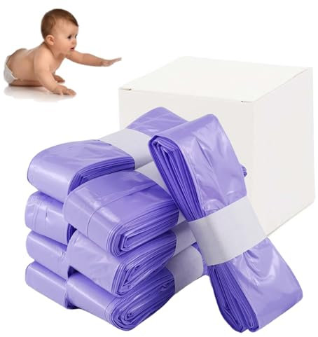 8 Pieces Nappy Bin Refills,Biodegradable Nappy Bags Scented,Smellproof Nappy Sacks Compatible with Various Refill Cassettes,Capacity of 290 Nappies(Purple)