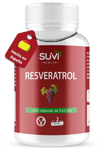 NAD Resveratrol con Antioxidante de Uvas, Polifenoles y Oleuropeína - 120 Cápsulas Veganas (2 Meses), 2 cápsulas/día - Fuente Natural Antiarrugas y Protector Cardiovascular - Origen España SUVI Health