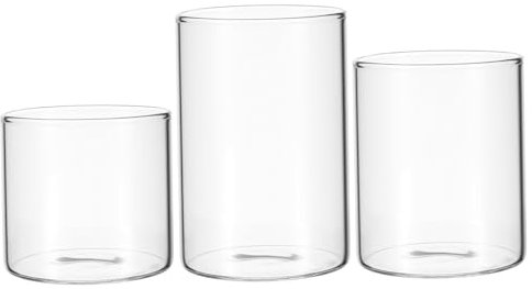 GALPADA Tazza in Vetro Per Lumini Portacandele Da Tavolo Contenitore Per Candele Profumate in Vetro Resistente 3 Pezzi 6,5x10/8/6 Cm Per Decorazione Casa e Aromaterapia