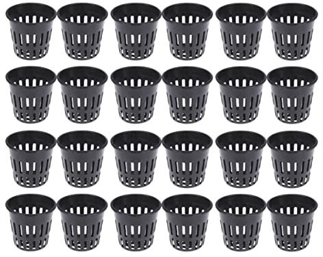 ibasenice 24pcs Hydroponics Net Pot Water Planting Cup Plastic Soilless Culture Bucket for Indoor Outdoor Gardening Use