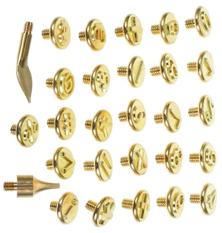 LIFKOME Set 2 Punte per Pirografia con Lettere in Ottone, Strumento Incisione Fai da Te per Legno, Pelle e Carta, Kit Portatile per Artigianato e Decorazioni Personalizzate