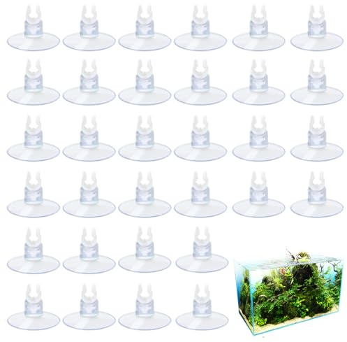 30 Stk Aquarium Saugnapf Clips,Aquarium Saugnapf Halter,Co2 Schlauch Heizer Saugnäpfe für Futterrohrset,Transparent Saugnapfhalter Set Schlauchhalterung,Aquarien Luftschlauch für Airline Schlauchhalte