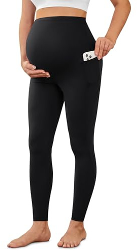 VALANDY Creamlush Maternity Leggings Over Bump with Pockets - Buttery Soft Yoga Workout Pregnant Pants