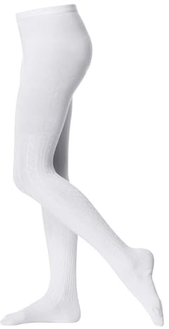 Century Star Girls Tights Winter Warm Leggings for Girls Stockings Toddler Dance Ballet Tights Cable Knit Cotton Pantyhose White 8-10 Years