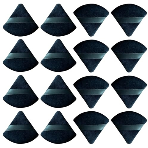 Bafutayawa 16 piezas Borla de polvo triangular negra Esponja para maquillaje Set de esponja para maquillaje