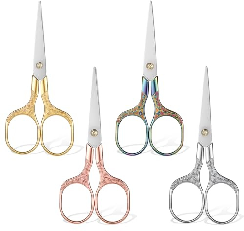 SULIKJHUI 4 Pcs Small Embroidery Scissors | Embroidery Scissors Precision Cutting with Pointed Blades, Stainless Steel Craft Snips for Yarn, Fabric & Crafts (5 Inch)
