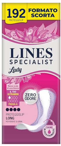 Lines Specialist Lady Ultra Mini, Assorbenti per Incontinenza Donna, con Tecnologia Zero Odore e Barriere Laterali Protettive, Scorta Mensile, 8 Confezioni da 24 Unità