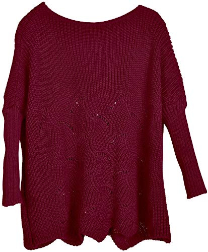 styleBREAKER Poncho Oversize Femme Maille ajourée | Encolure bateau 34 cm, manches 58 cm, dos 60 cm, coupe cape ample, taille unique du 34 au 46.