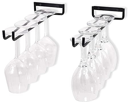 INGEN Hanger för koppar, 2 stycken Svart Hängande Glas Hållare För Järnglasögon Lämplig För 4 koppar Utställningshylla För Vinkoppar Väggmonterade För Vin Skåp