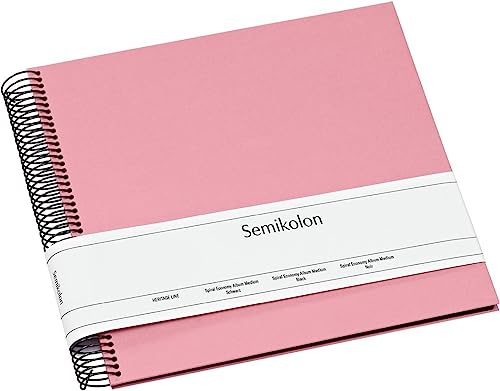 Semikolon 364031 Spiral Album Economy Medium - 23x22,3 cm - Fotoalbum, 40 Seiten schwarz, Fotobuch, flamingo pink