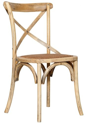 Biscottini Sedie sala da pranzo legno massello 86x42x46 cm - Sedia cucina e soggiorno in rattan - Sedie in legno da esterno e interno - Sedia rustica Cross