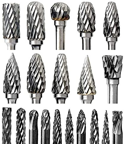20 PCS Set di frese in metallo duro per grinder Bits Rotary Tool Bits 1/8 Shank Double Cut compatibile con accessori per intaglio legno Dremel