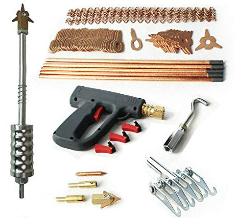 Juego de herramientas de reparación de abolladuras, 86 unidades, electrodos de soldadura por puntos, kit de reparación de abolladuras para coche, kit de reparación de abolladuras para carrocería de