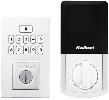 Kwikset 9260CNT-26S Contemporary SmartCode Keypad Electronic Deadbolt SmartKey Bright Chrome Finish
