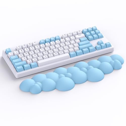 Attack Shark Blue Cloud Soft Comfortable Keyboard Wrist Rest,Anti-Skid Ergonomic Wrist Support,Desk Hand Wrist for TKL Mechanical Keyboard/Full Size Gaming Keyboard,15.2x4.4x1.2 inch Palm Rest