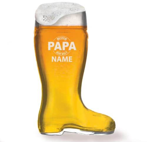 GRAVURMACHER® Beer Boots with Engraving – Stölzle Oberglas – Beer Boots 1.0 L – For the Best Papa in the World – Gift for Father's Day – Birthday Gift as a Man – Motif 10