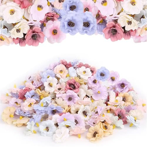 Belvanr Flores Artificiales 200 Piezas Flores Pequeñas para Manualidades Flores Margaritas Artificiales Cabeza de Flores de Margarita Mini Flores de Seda de Colores Flores Artificiales Pequeñas