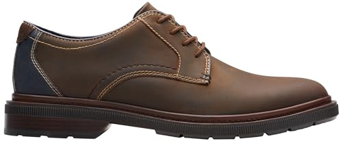 Clarks Burchill Derby - Tenis para Hombre, Piel de Cera de Abeja, 44.5 EU