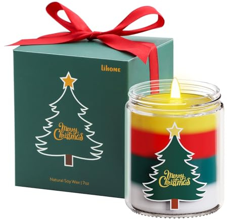 Christmas Candles - Christmas Gifts for Women, Aromatherapy Candle for Home Scented, Natural Soy Wax Fir Scented Candles