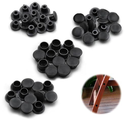 LUHOCIY Kunststoffstopfen Schwarz 120 Stück Abdeckkappen für Bohrlöcher, Kunststoff Abdeckkappen, Abdeckkappen für Schrauben, Gute Passform, für Sofa, Bettgestell, Kleiderschrank(5mm/6mm/8mm/10mm)