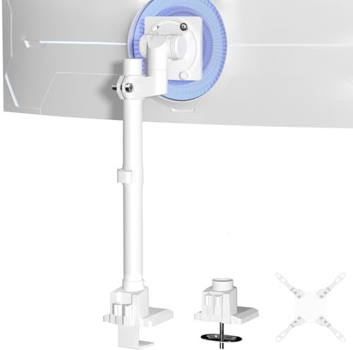 Monitor Halterung 1 Monitor 24-57 Zoll - Höhenverstellbar bildschirmhalterung, Monitor Stand hält bis zu 27 kg, VESA 75/100/200 mm, Weiß