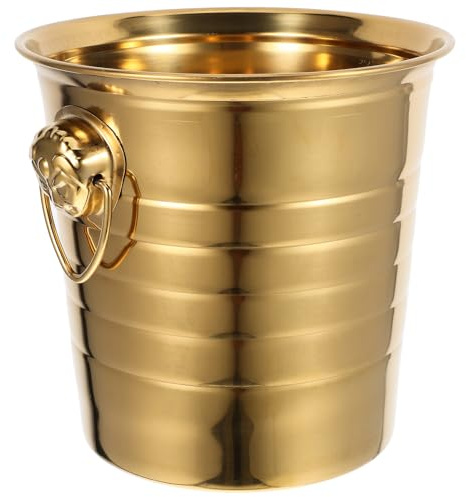 Sewroro Stainless Steel Ice Bucket with Handle Storage Bin for Ice Cubes Beer Whisky Cooling Container for Bar Party Camping 5L